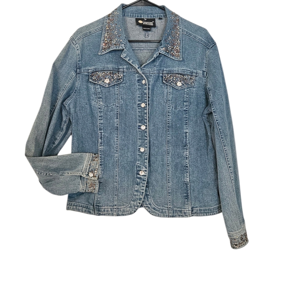 Christine Alexander Women'd Embellished Denim Jacket Size XL